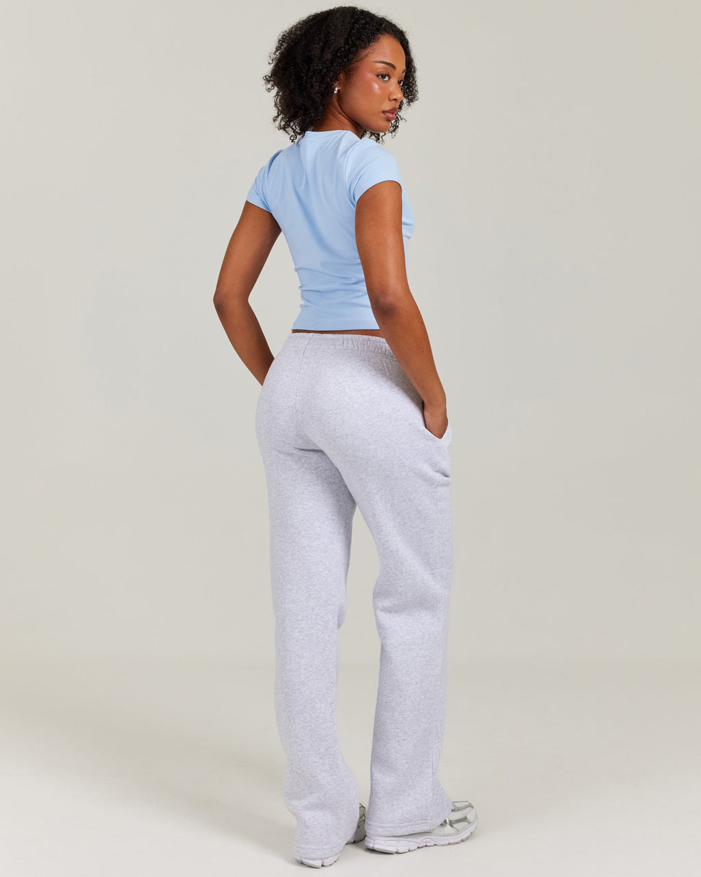 Omni Straight Leg Trackpants - Grey Marle/Light Blue