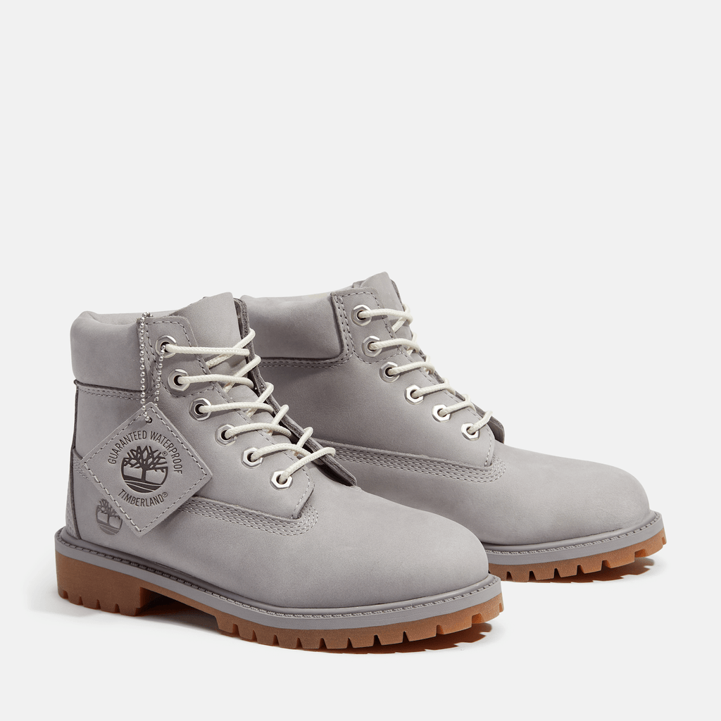 Junior Timberland Premium 6Inch Waterproof Boot TBL Medium Grey Nubuck ALT4