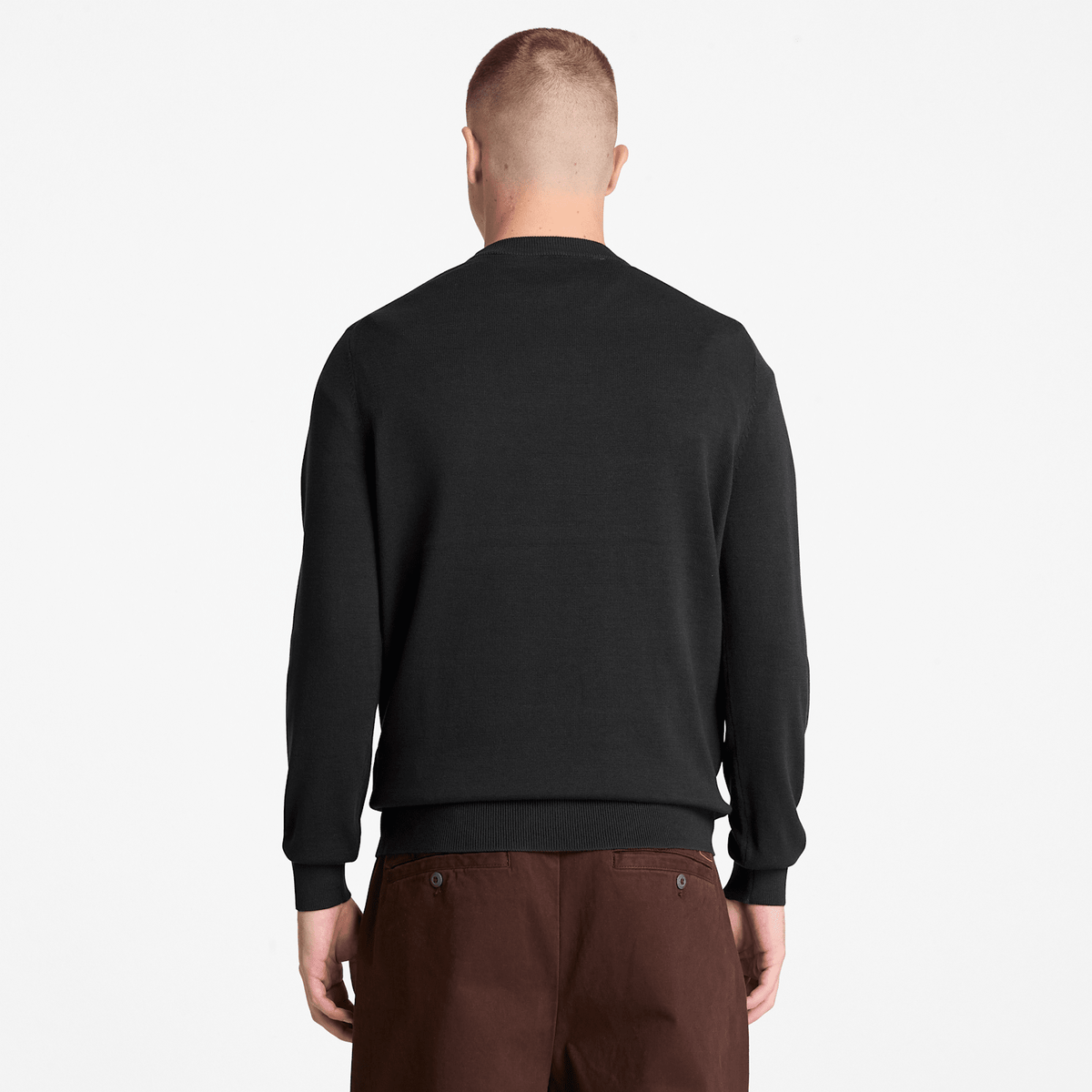 Mens Oyster River Cotton Crewneck Sweater TBL Black ALT8