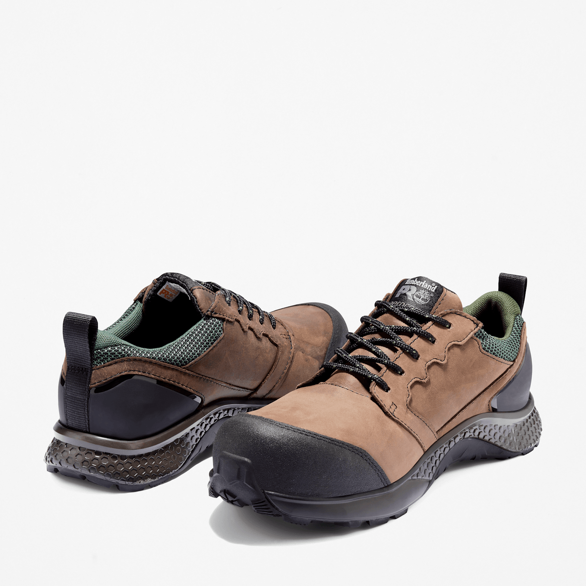 Mens Reaxion Composite Toe Waterproof Work Sneaker TBL BrownGreen ALT5