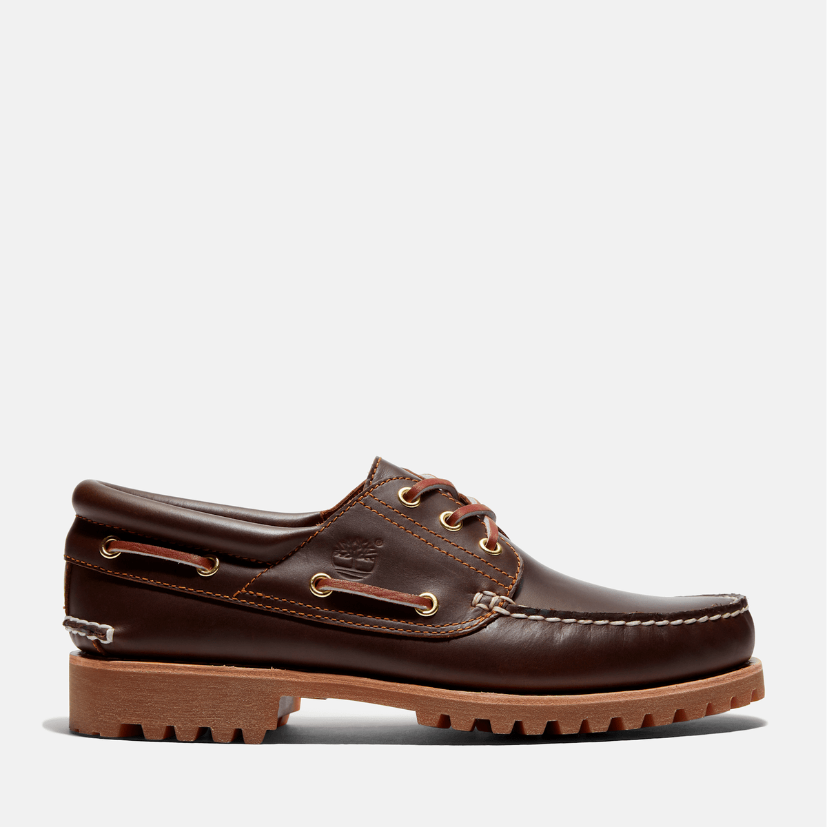Mens Timberland Authentic 3Eye Lug Handsewn Boat Shoe TBL Brown HERO