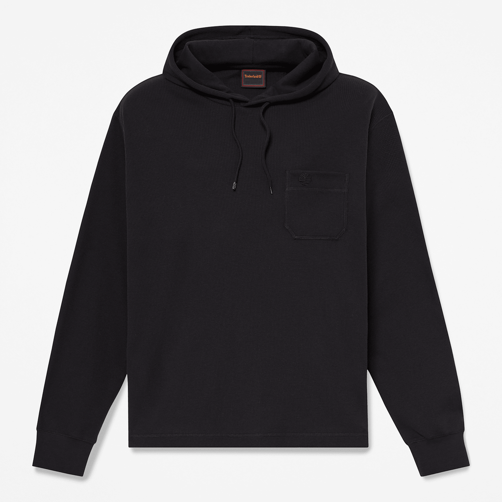 Mens Wharf River Waffle Hoodie TBL Black HERO