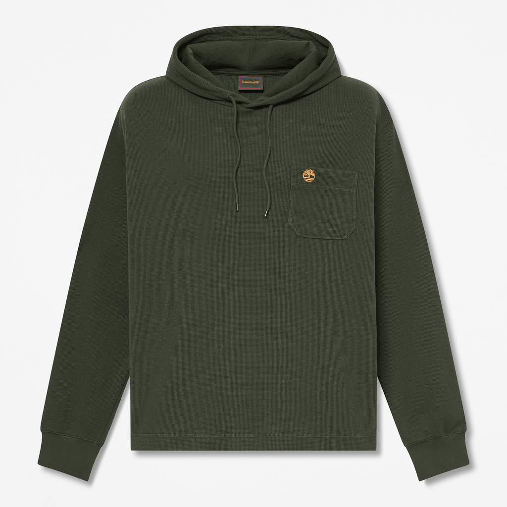 Mens Wharf River Waffle Hoodie TBL Dark Green HERO