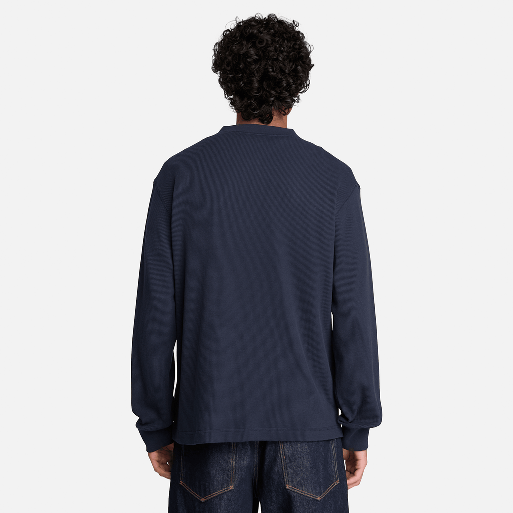 Mens Wharf River Waffle LongSleeve Polo TBL Dark Sapphire ALT8