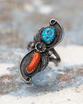 Sterling Silver Navajo Coral/Turquoise Ring