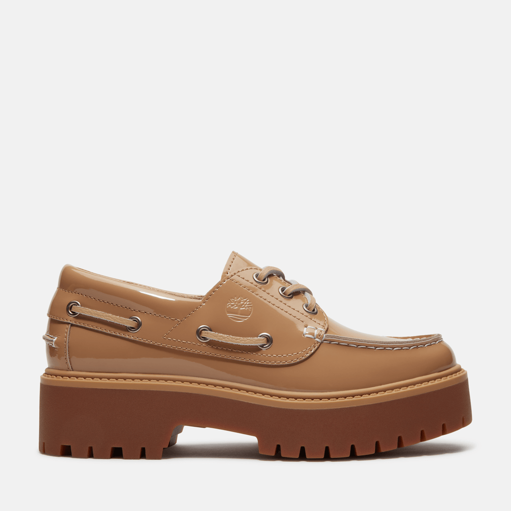 Womens Stone Street Platform Boat Shoe TBL Beige Patent Leather HERO