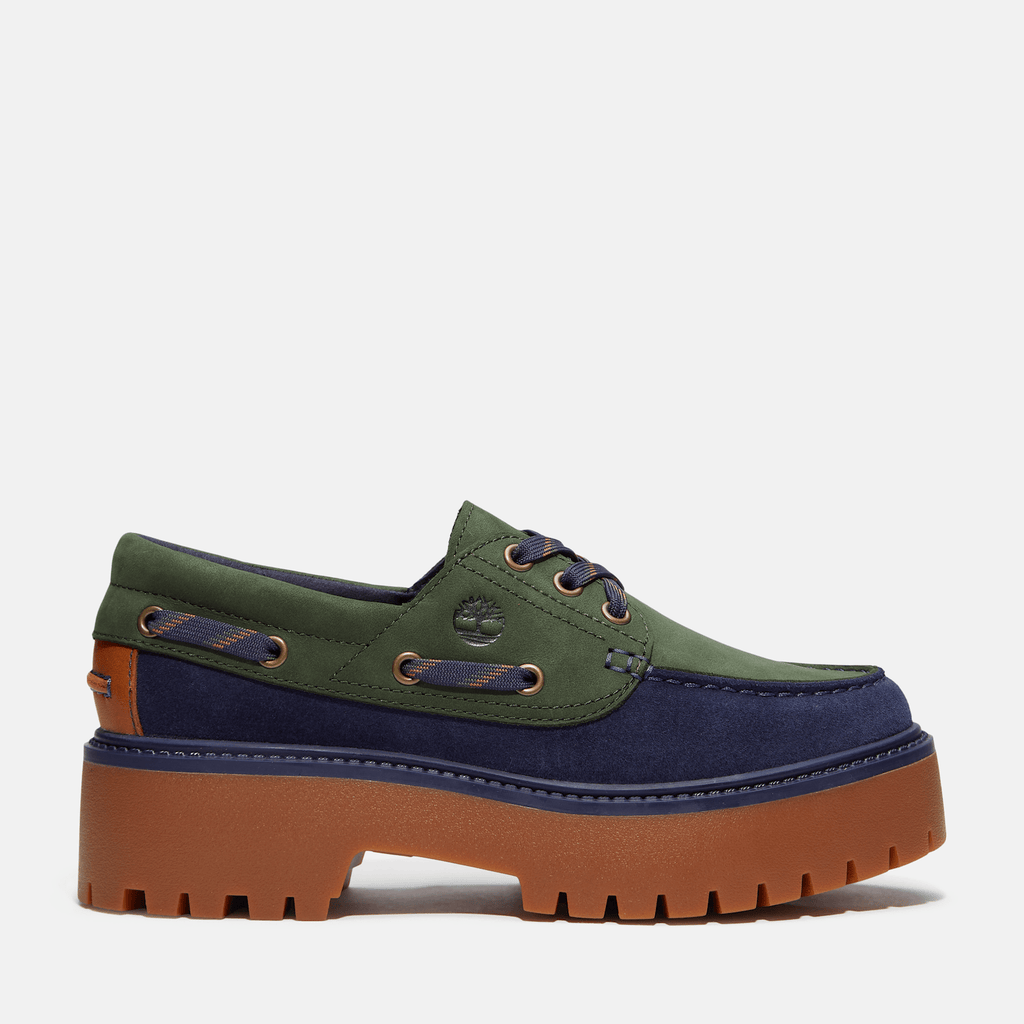 Womens Stone Street Platform Boat Shoe TBL Dark Green NubuckDark Blue HERO