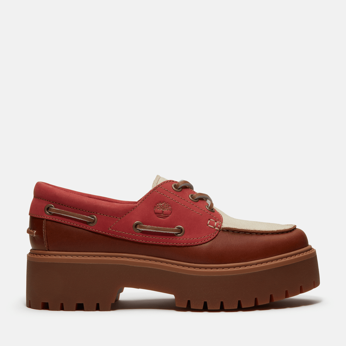 Womens Stone Street Platform Boat Shoe TBL Rust FullGrainMedium Red HERO