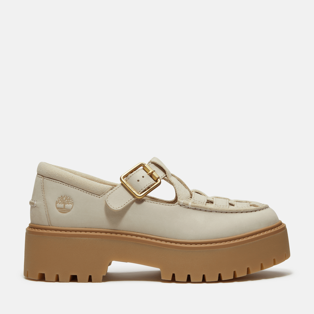 Womens Stone Street Platform Buckle Shoe TBL Light Beige Suede HERO